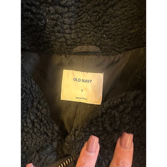 Old Navy Teddy Bear Jacket Black Womens Small NWT - Picture 3 of 5